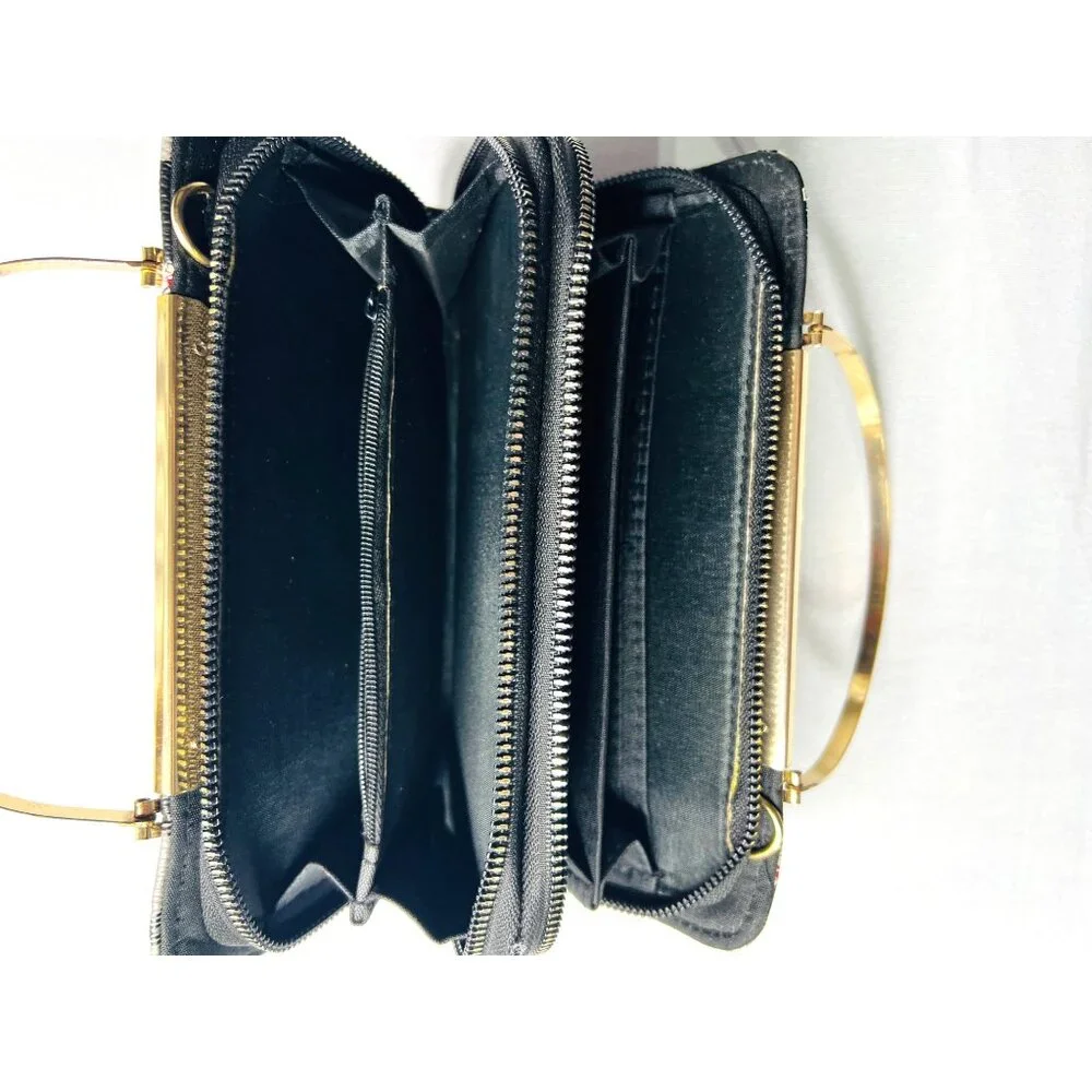 Beverly Hills Polo Club Womens Wallet Clutch With Gold Plated Handle & Plaid Des - Picture 6 of 8